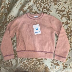 Mayoral Girls Size 7 Pink Fuzzy Soft Sweater NWT Barbie Easter Spring